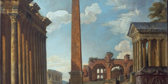 Giovanni Paolo Panini (Piacenza 1691 – Roma 1765) Capriccio architettonico, 1735 circa olio su tela, 80 x 90 cm Foto di Mauro Coen e Franco Borrelli