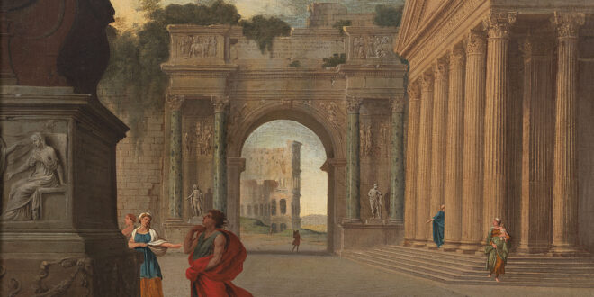 Jean Lemaire (Danmartin-en-Göele 1598 – Gaillon 1659) Capriccio con arco trionfale e Colosseo olio su tela, 66 x 81 cm Foto di Mauro Coen e Franco Borrelli